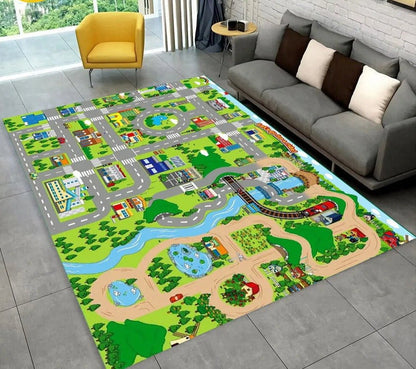 Highway City Traffic Playmat - Non-Slip Rug for Kids' Playroom