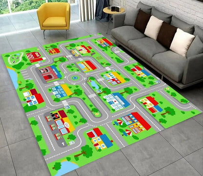 Highway City Traffic Playmat - Non-Slip Rug for Kids' Playroom