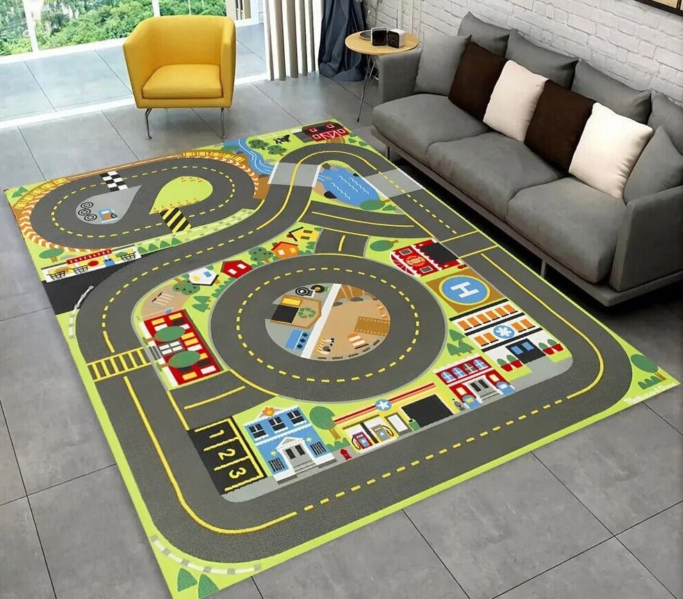 Highway City Traffic Playmat - Non-Slip Rug for Kids' Playroom