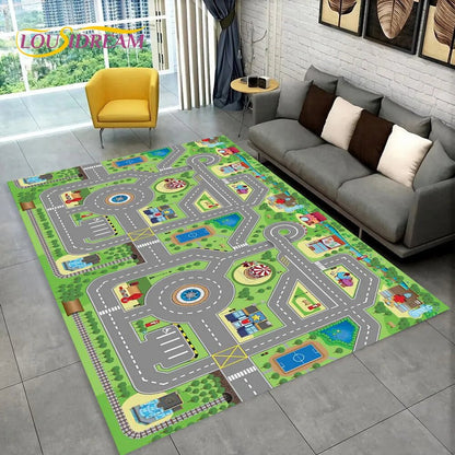 Highway City Traffic Playmat - Non-Slip Rug for Kids' Playroom