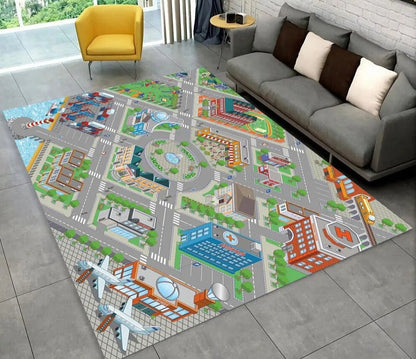 Highway City Traffic Playmat - Non-Slip Rug for Kids' Playroom