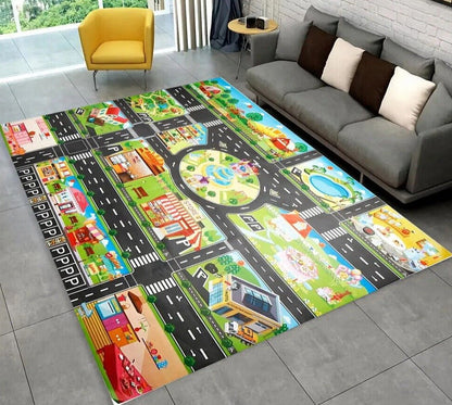 Highway City Traffic Playmat - Non-Slip Rug for Kids' Playroom