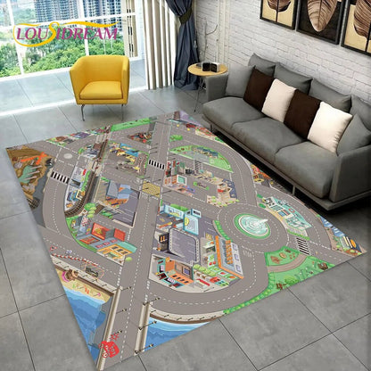 Highway City Traffic Playmat - Non-Slip Rug for Kids' Playroom