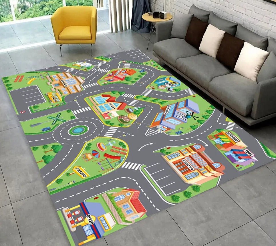 Highway City Traffic Playmat - Non-Slip Rug for Kids' Playroom