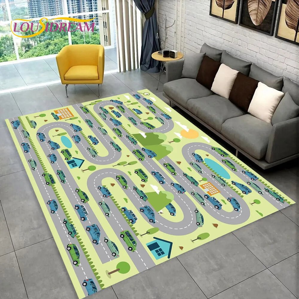 Highway City Traffic Playmat - Non-Slip Rug for Kids' Playroom