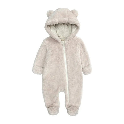 Cozy Bear-Themed Winter Jumpsuit for Newborns (0-12M)