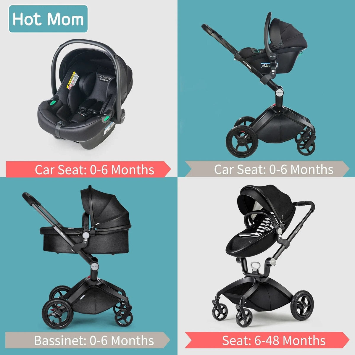 Hot Mom 3-in-1 Baby Stroller: High Landscape, Newborn-Friendly
