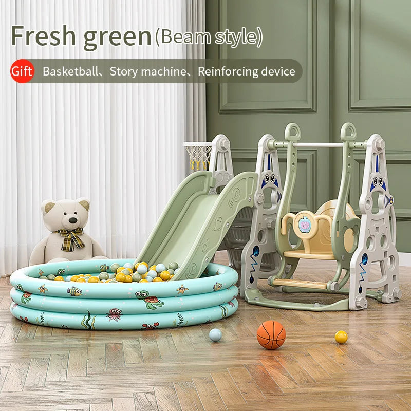 4-in-1 Indoor Playhouse Slide & Swing Set (PE) – YBC-TKR-007