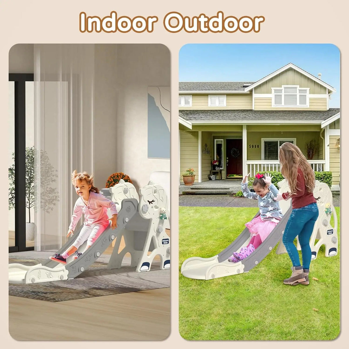 Foldable Toddler Slide & Climber with Hoop + Ring Toss – Indoor/Outdoor