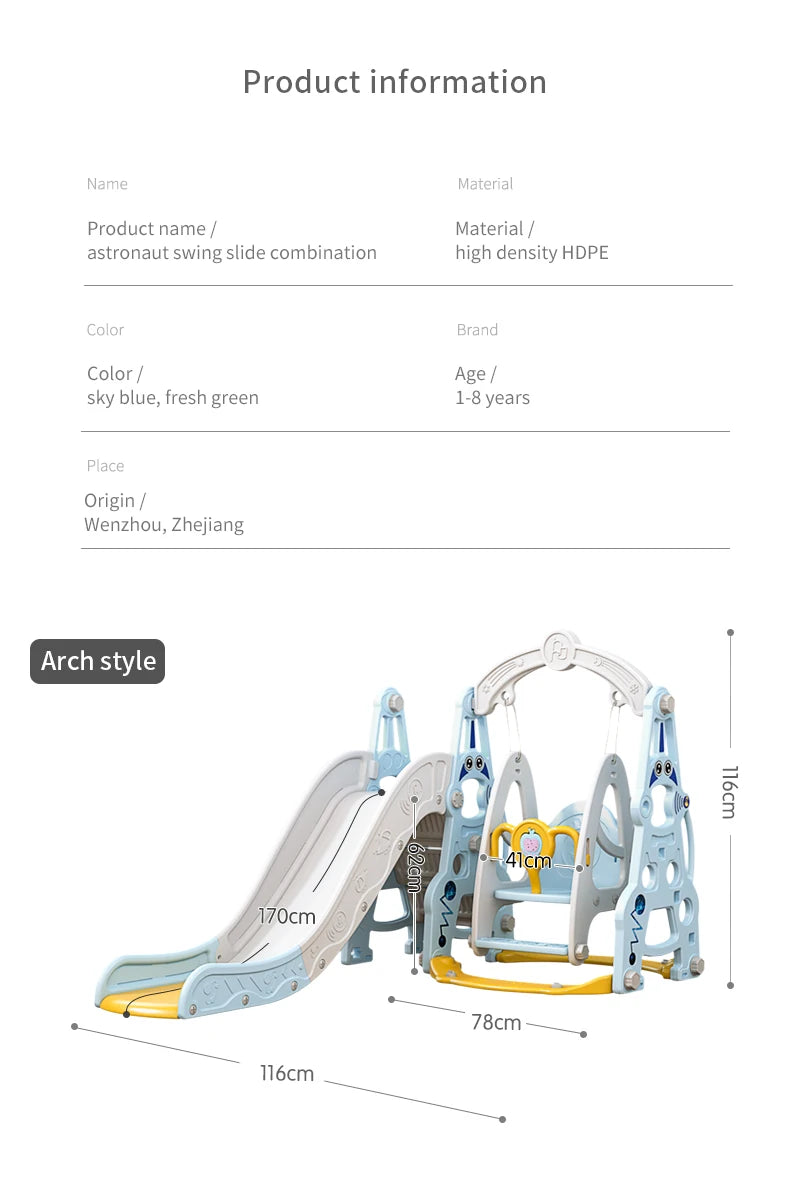 4-in-1 Indoor Playhouse Slide & Swing Set (PE) – YBC-TKR-007