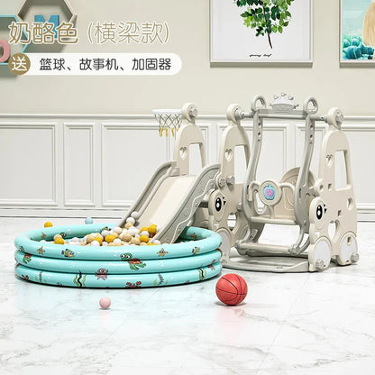 TQH 3-in-1 Indoor Slide & Swing for Toddlers