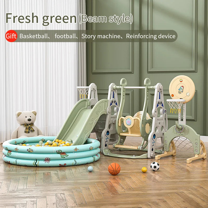 4-in-1 Indoor Playhouse Slide & Swing Set (PE) – YBC-TKR-007