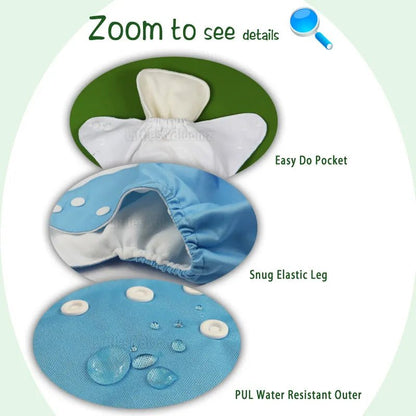 Adjustable Cloth Diaper 0-2yrs - Washable, Eco-Friendly Nappy