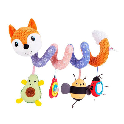 Infant Fox Spiral Car Seat Toy - Plush Stroller Mobile with Music