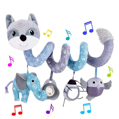 Infant Fox Spiral Car Seat Toy - Plush Stroller Mobile with Music