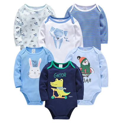 Kavkas 6PC Long Sleeve Bodysuits - 100% Cotton, 0-12M