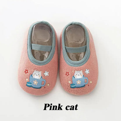 Newborn Anti-Slip Warm Socks - Rubber Sole Crib Shoes for Babies