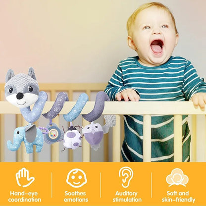 Infant Fox Spiral Car Seat Toy - Plush Stroller Mobile with Music