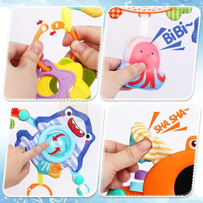 Musical Rattle Stroller Arch - Adjustable Crib Mobile for Newborns