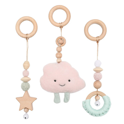 1Set Wooden Rattle Teethers & Play Gym for Newborns