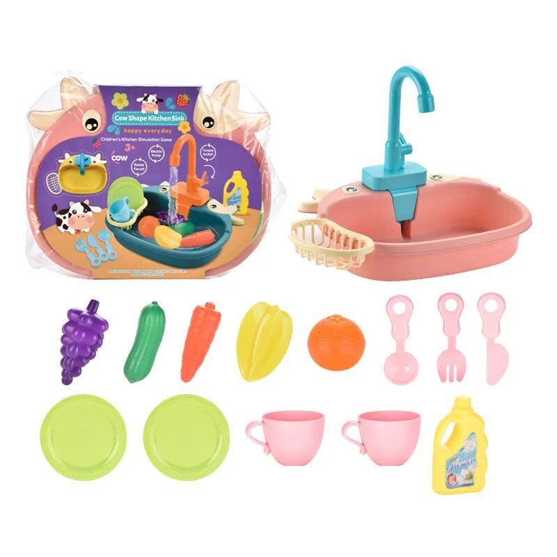 Electric Dishwasher Kids Kitchen Toy - Pretend Play Set