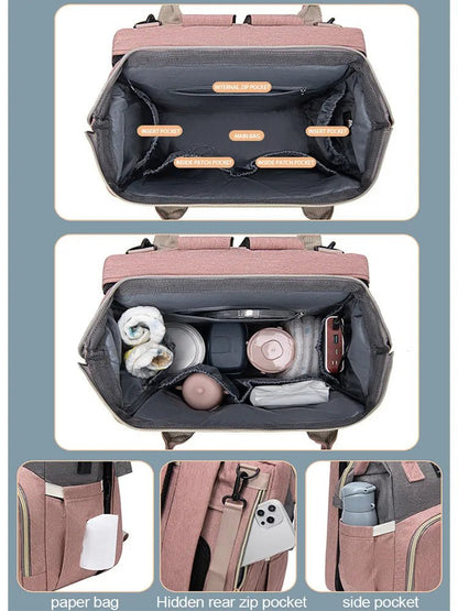 Folding Mommy Bag: Portable Crib Bed & Large-capacity Baby Backpack