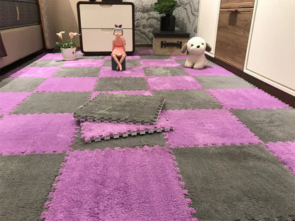 Soft Plush Interlocking Kids Play Mat Tiles – 30×30 cm