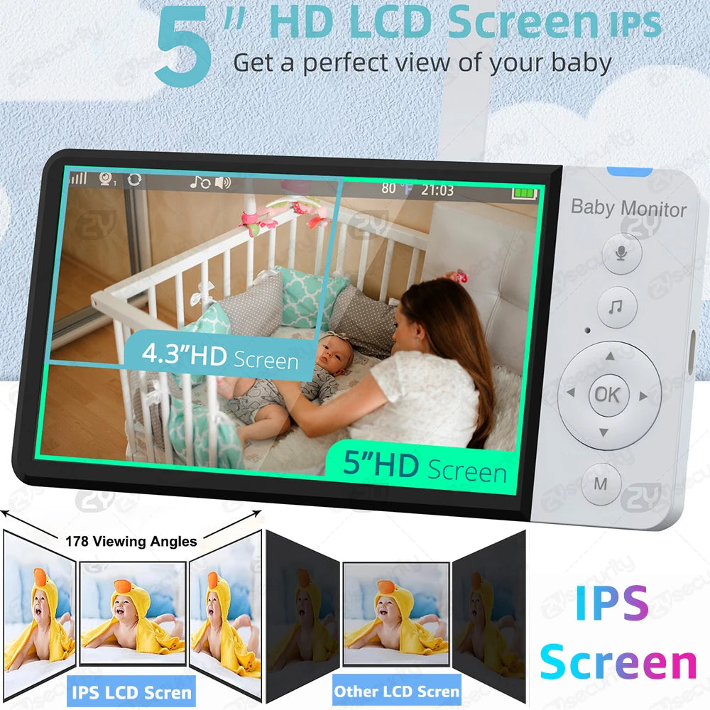 5" IPS PTZ Video Baby Monitor