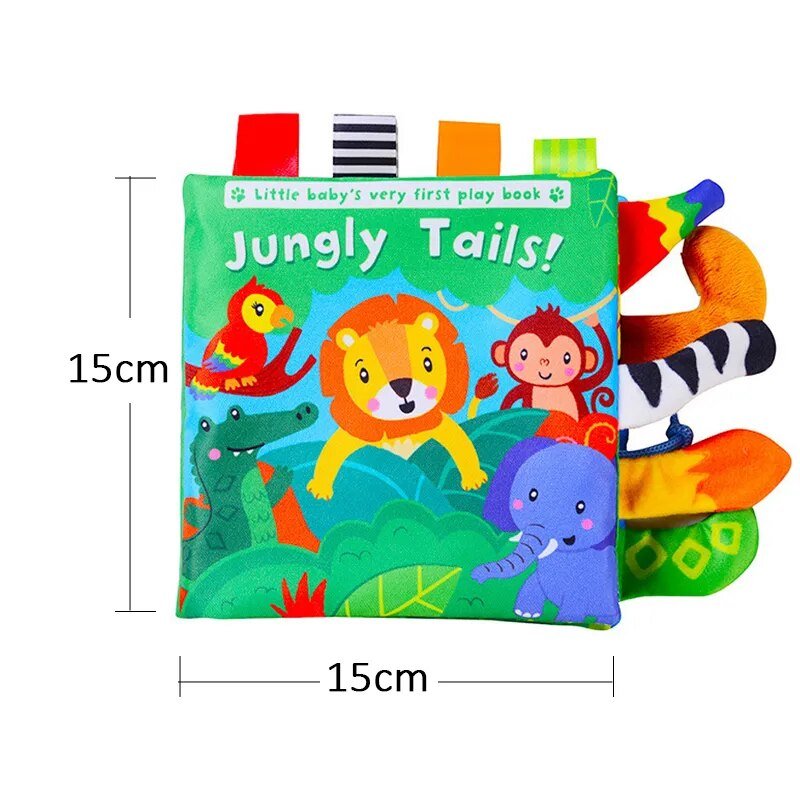 Cartoon Animal Tail Cloth Book: Educational Toy for Babies 0-12 Months
