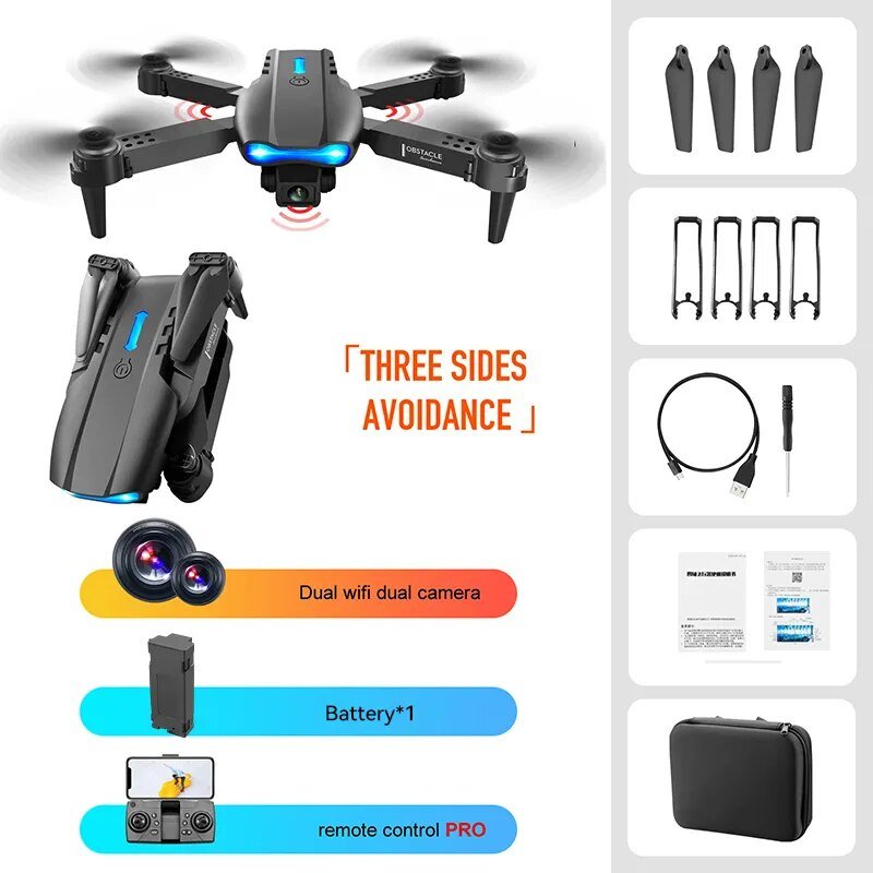 K3/E99 Foldable Dual-Camera FPV Drone with 6-Axis Gyro