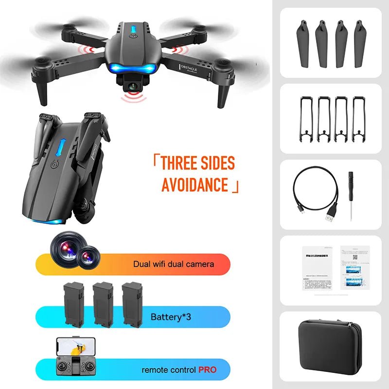 K3/E99 Foldable Dual-Camera FPV Drone with 6-Axis Gyro