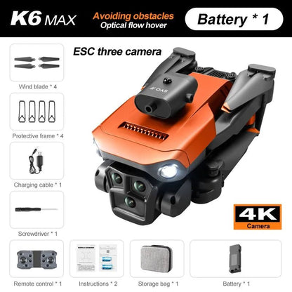 K6 MAX Triple-Camera Drone - 4K HD, Obstacle Avoidance, Foldable Quadcopter