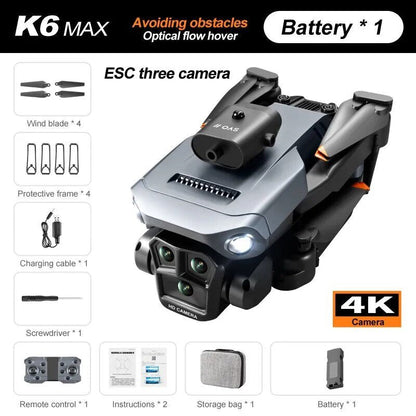 K6 MAX Triple-Camera Drone - 4K HD, Obstacle Avoidance, Foldable Quadcopter