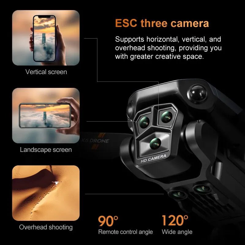 K6 MAX Triple-Camera Drone - 4K HD, Obstacle Avoidance, Foldable Quadcopter