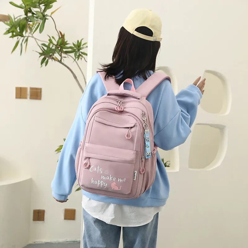 Kawaii Waterproof School Backpack for Girls: Large, Stylish Bookbag
