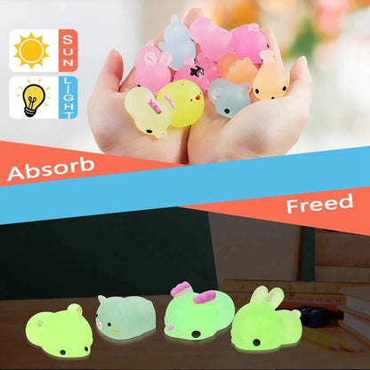 Glow-in-the-Dark Kawaii Animal Mochi Squishies