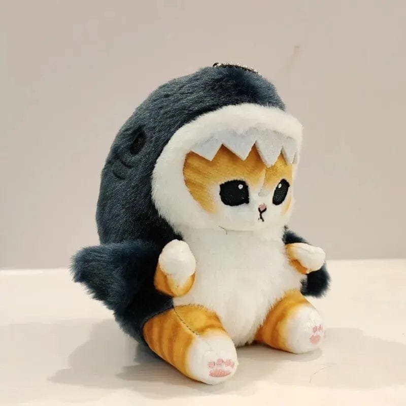 12cm Cute Shark & Shrimp Cat Pendant - Cartoon Charm