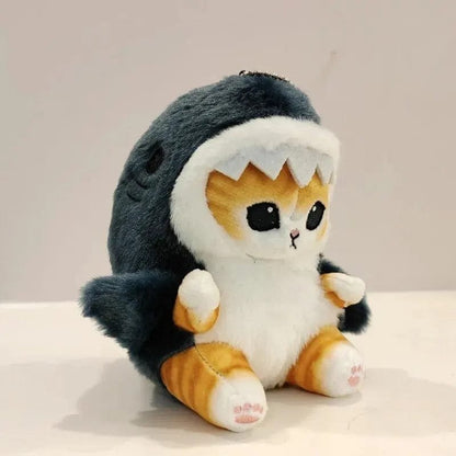 12cm Cute Shark & Shrimp Cat Pendant - Cartoon Charm