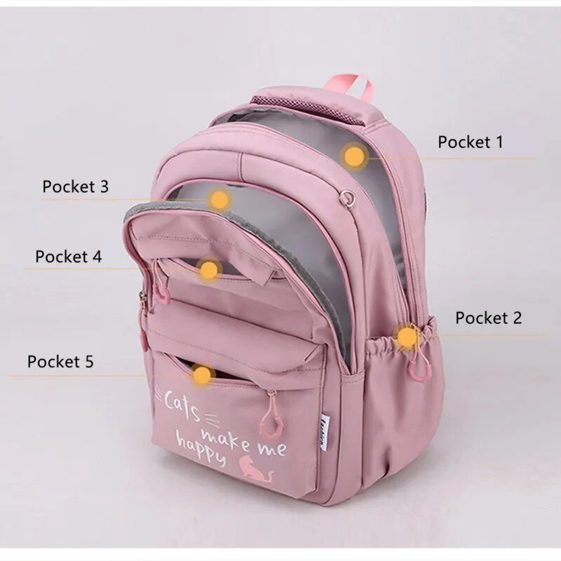 Kawaii Waterproof School Backpack for Girls: Large, Stylish Bookbag