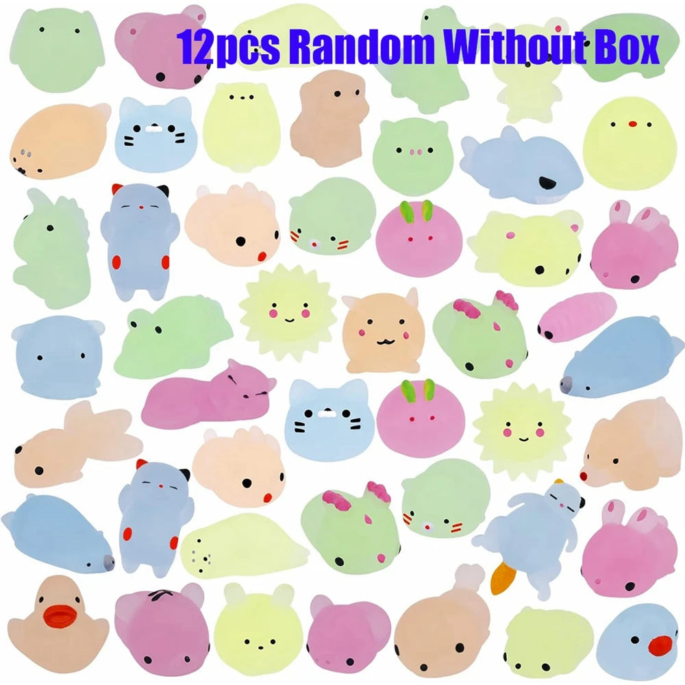 Glow-in-the-Dark Kawaii Animal Mochi Squishies