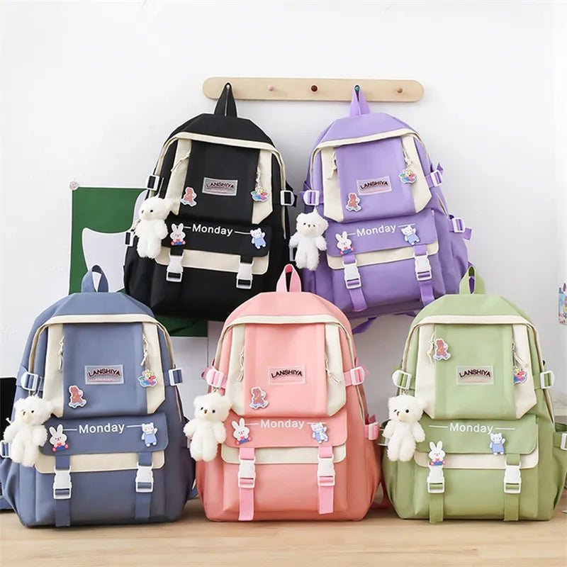 5Pc Harajuku Kawaii School & Laptop Bag Set for Teen Girls