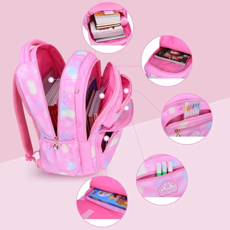Pink Kawaii Girls School Backpack (Waterproof, 7–13Y)