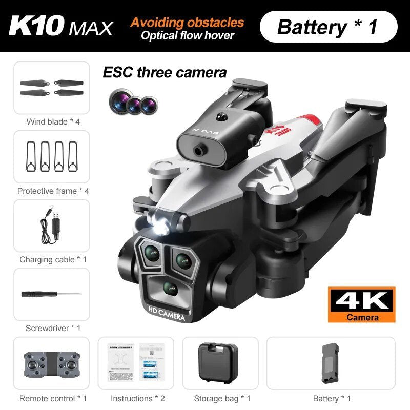 KBDFA K10 Max Drone - 4K Aerial Photography, 8K Cam, Obstacle Avoidance - Quadcopter Gifts
