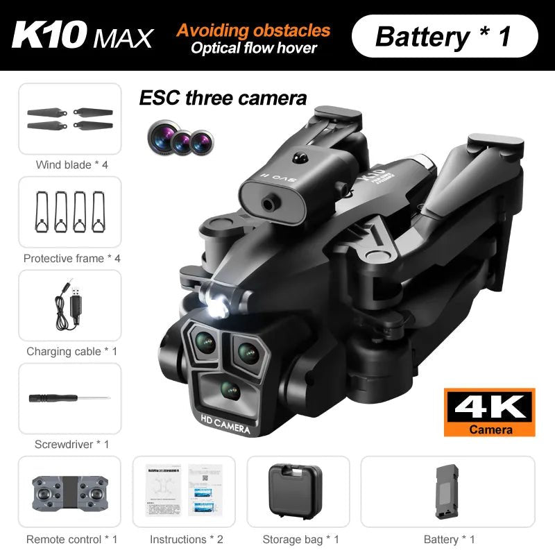 KBDFA K10 Max Drone - 4K Aerial Photography, 8K Cam, Obstacle Avoidance - Quadcopter Gifts