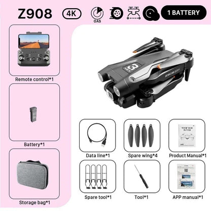 KBDFA MINI Z908Pro Max Drone - 4K Cam, Obstacle Avoidance, FPV RC Quadcopter Toy