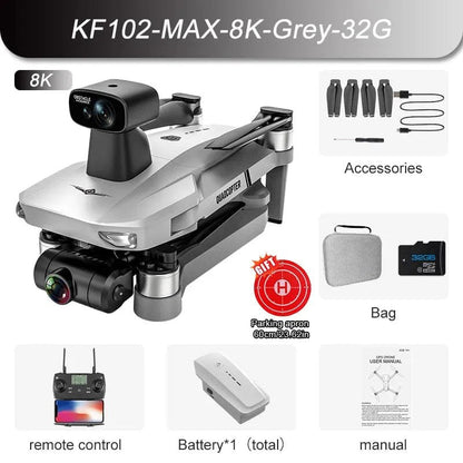 New KF102 GPS Drone - 8K Camera, Anti-Shake, Foldable Quadcopter, 1.2km Range