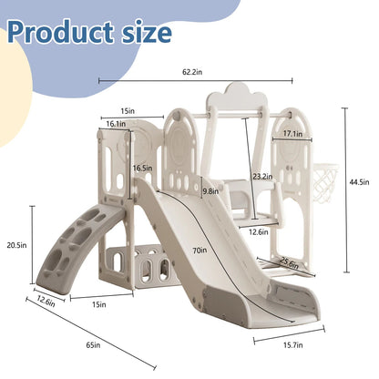 Toddler 11-in-1 Indoor/Outdoor Slide with Hoop – Extra-Long