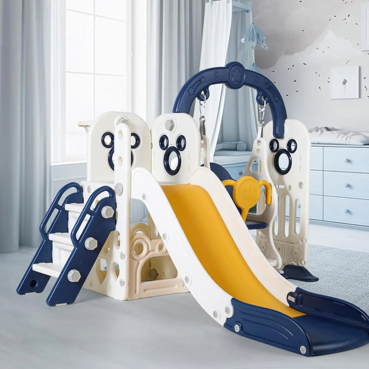 Toddler 3-in-1 Swing & Slide Playset with Hoop