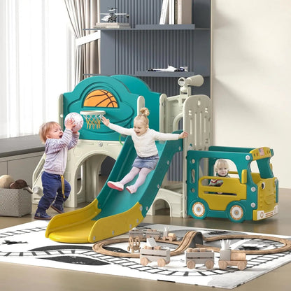 9-in-1 Bus-Themed Toddler Slide & Climber Playset