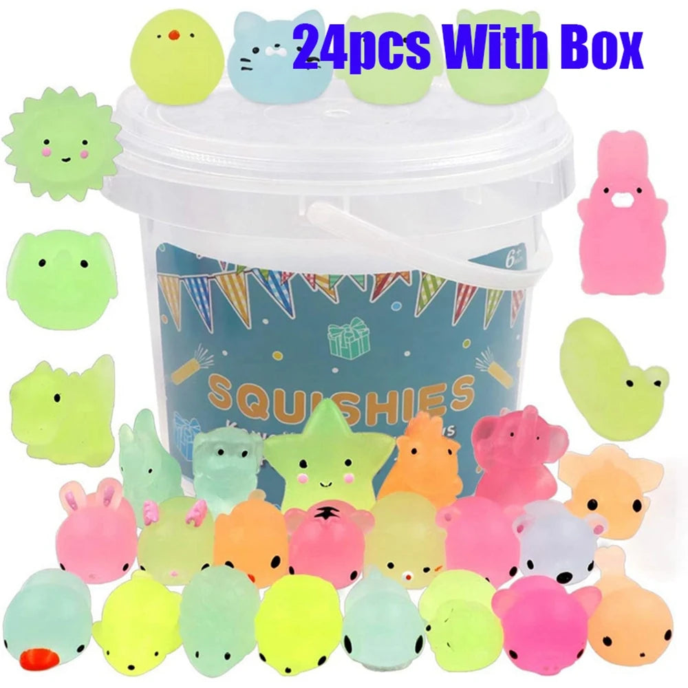 Glow-in-the-Dark Kawaii Animal Mochi Squishies